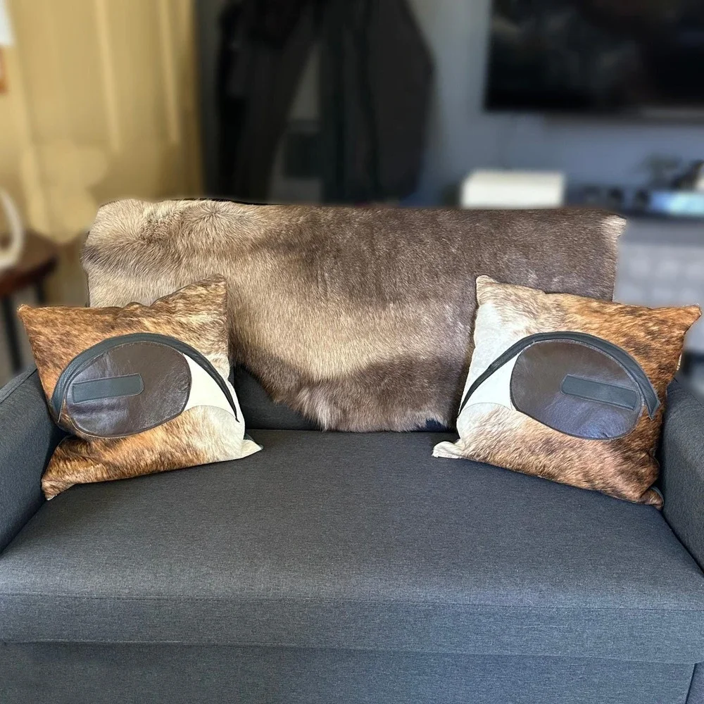 Cow‎ Hair Leather Eye Pillows Accent Sofa Handmade Western Southwestern